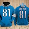 Detroit Lions Custom Name 3D Hoodie