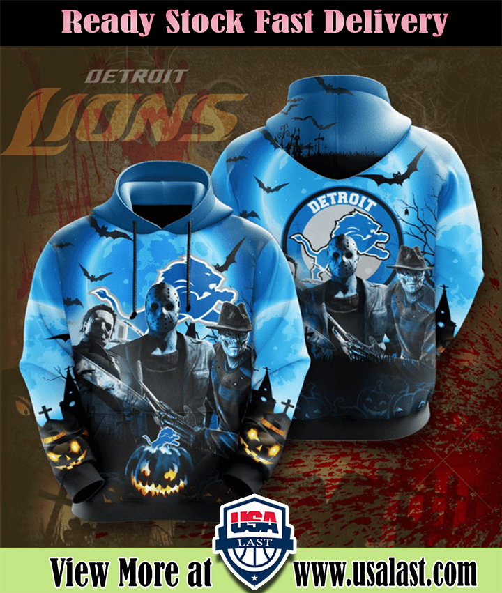 Detroit Lions Halloween Horror Night 3D Pullover Hoodie Detroit Lions Halloween Horror Night 3D Pullover Hoodie