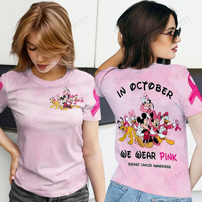Disney In October We Wear Pink Breast Cancer Awareness 3D Hoodie Disney In October We Wear Pink Breast Cancer Awareness 3D Hoodie