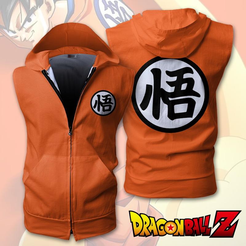 Dragon Ball Sleeveless Vest Zip Hoodie Dragon Ball Sleeveless Vest Zip Hoodie