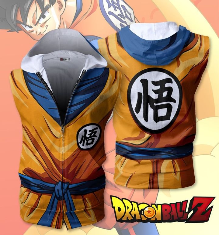 Dragon Ball Z Goku Zip Up Sleeveless Hoodie Dragon Ball Z Goku Zip Up Sleeveless Hoodie