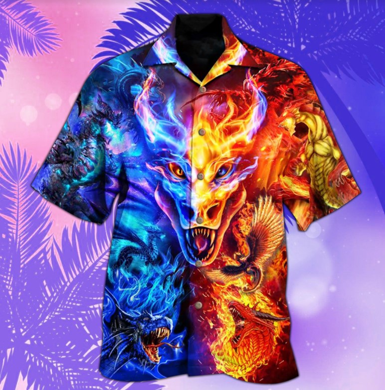 Dragon Fire And Water Hawaiian Shirt Dragon Fire And Water Hawaiian Shirt