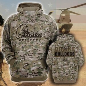 Drake Bulldogs 3D Camo Veteran Hoodie