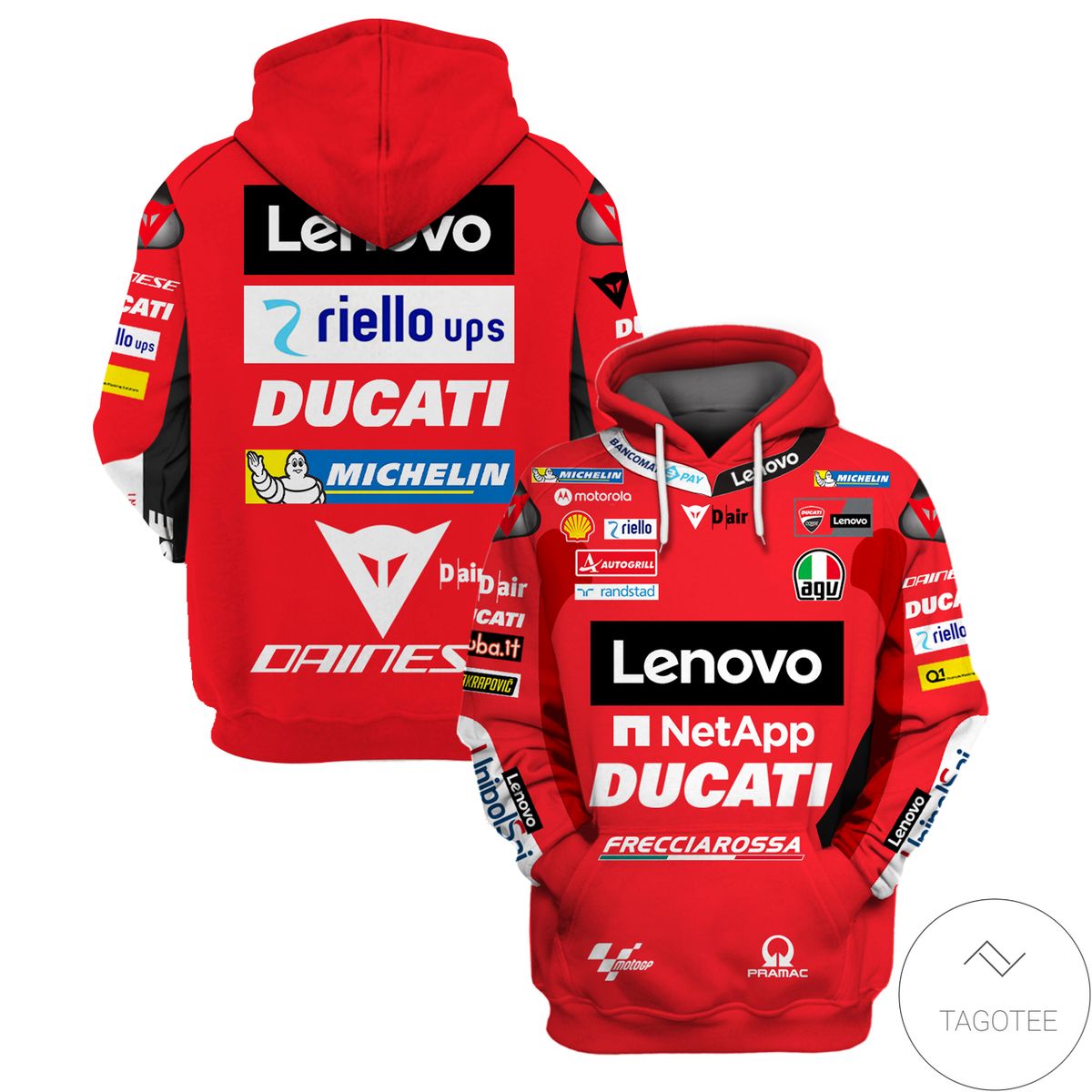 Ducati Lenovo Team Motogp Branded Unisex 3D Hoodie Ducati Lenovo Team Motogp Branded Unisex 3D Hoodie