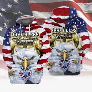 Eagle God Bless America Flag 3D All Over Print Hoodie Shirt