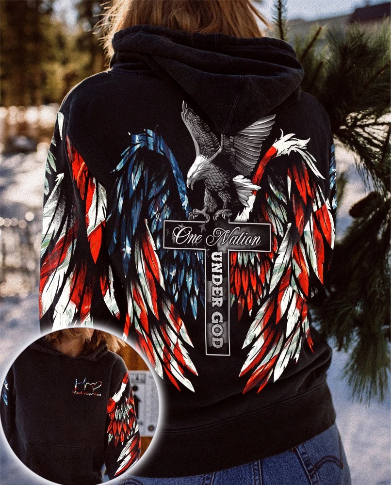 Eagle One Nation Under God 3D Hoodie Eagle One Nation Under God 3D Hoodie