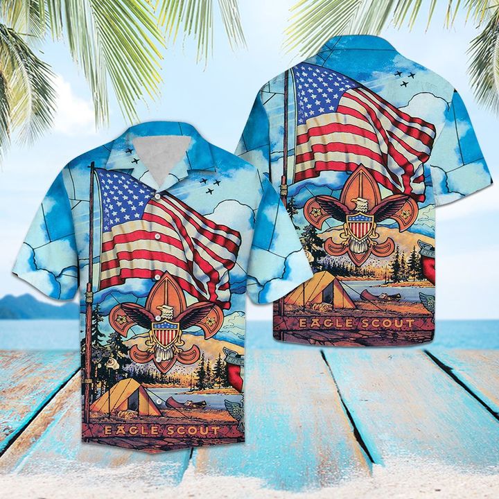 Eagle Scout Flag Hawaiian Shirt Summer Button Up Eagle Scout Flag Hawaiian Shirt Summer Button Up