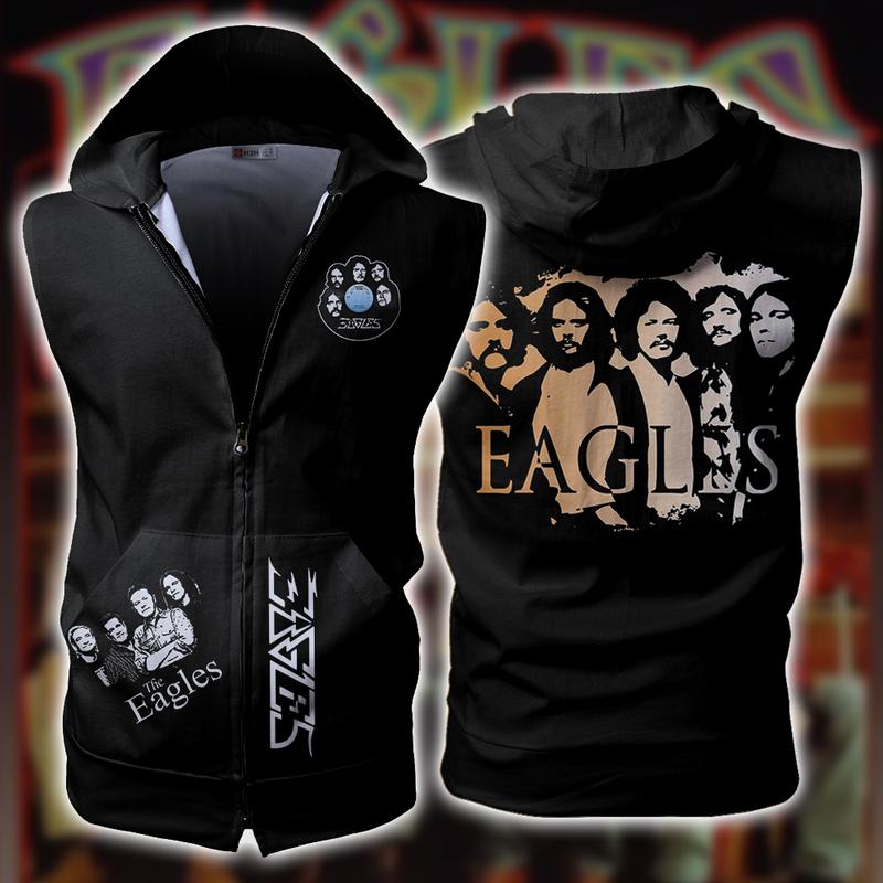 Eagles Band Sleeveless Vest Zip Hoodie Eagles Band Sleeveless Vest Zip Hoodie