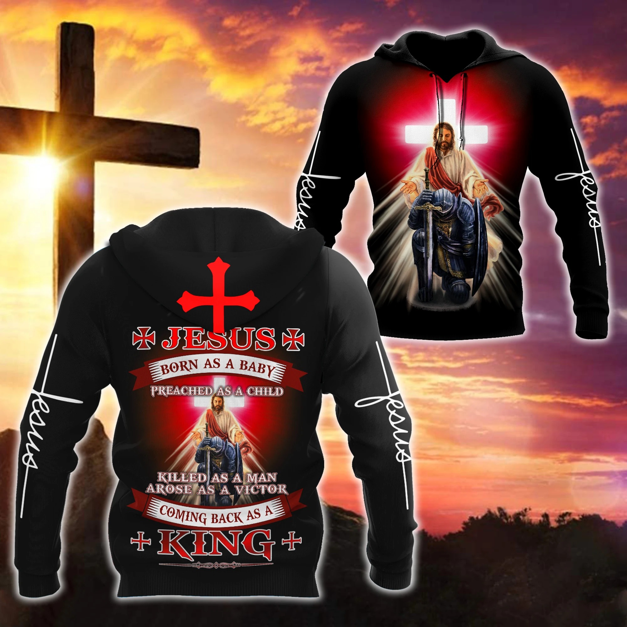 Easter Jesus Born As A Baby Coming Back As A King 3D All Over Printed Hoodie Easter Jesus Born As A Baby Coming Back As A King 3D All Over Printed Hoodie