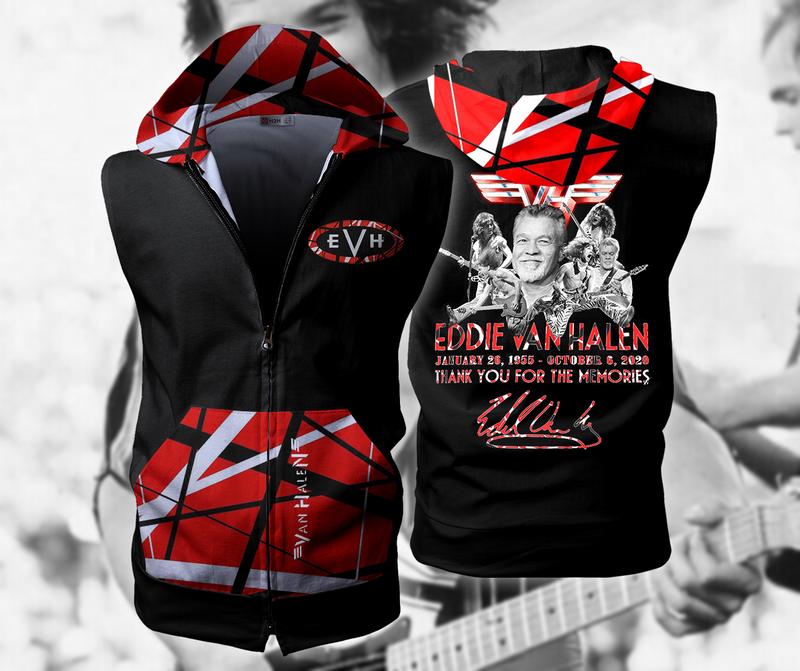 Eddie Van Halen Sleeveless Vest Zip Hoodie Eddie Van Halen Sleeveless Vest Zip Hoodie