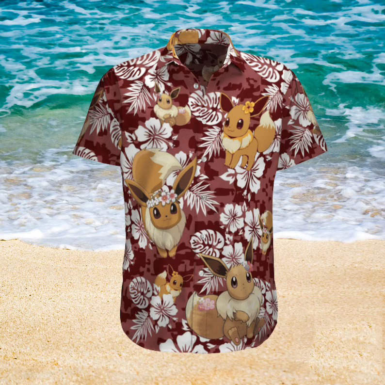 Eevee Pokemon Anime Summer Hawaiian Shirt Eevee Pokemon Anime Summer Hawaiian Shirt