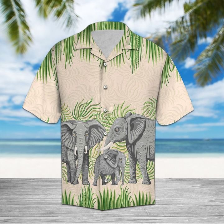 Elephant Family Hawaiian Shirt Summer Button Up Elephant Family Hawaiian Shirt Summer Button Up