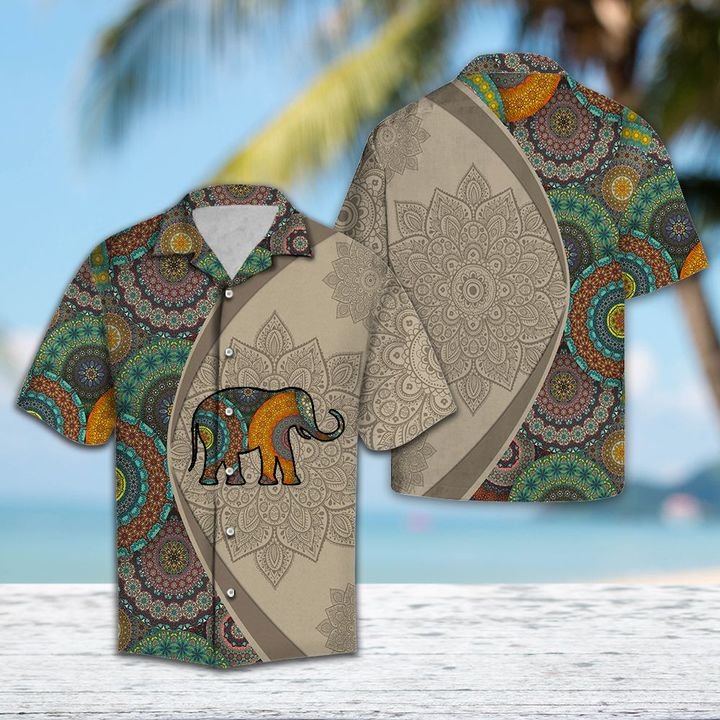 Elephant Mandala Hawaiian Shirt Summer Button Up Elephant Mandala Hawaiian Shirt Summer Button Up