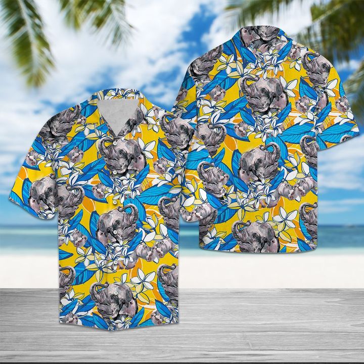 Elephant Plumeria Flowers Hawaiian Shirt Summer Button Up Elephant Plumeria Flowers Hawaiian Shirt Summer Button Up