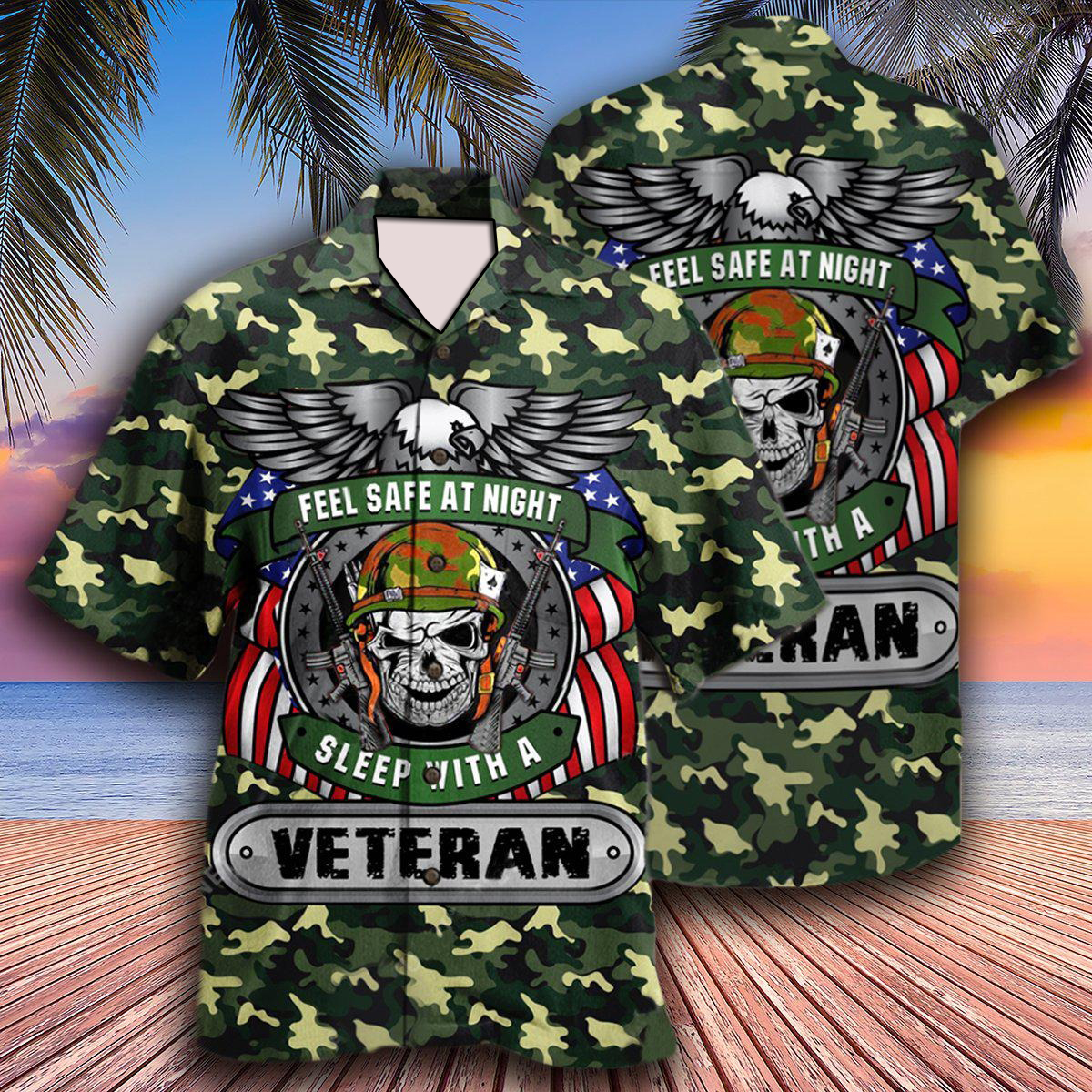 Feel Safe At Night Sleep With A Veteran Hawaiian Shirt Feel Safe At Night Sleep With A Veteran Hawaiian Shirt