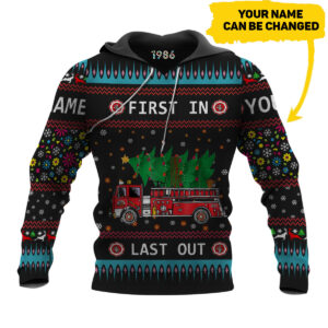 Firefighter Christmas Tree First In Last Out Custom Personalized 3D Shirt