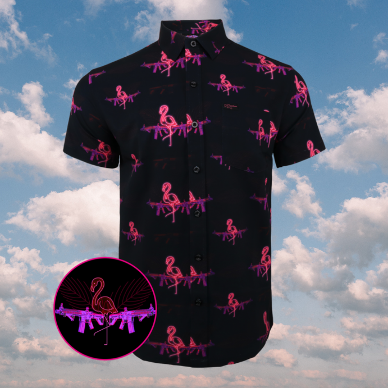 Flamingo Shotgun Hawaiian Shirt Flamingo Shotgun Hawaiian Shirt