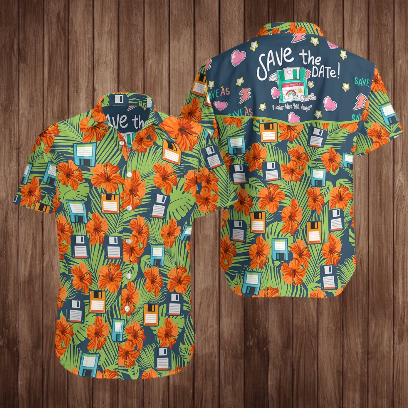 Floppy Disk Hawaiian Shirt Summer Button Up Floppy Disk Hawaiian Shirt Summer Button Up