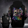 Floral Skull Zero Fucks Given All Over Printed 3D Hoodie