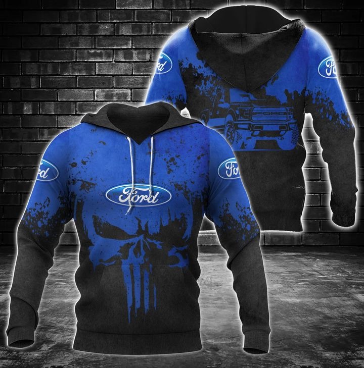 Ford Punisher Skull 3D Over Print Hoodie Ford Punisher Skull 3D Over Print Hoodie