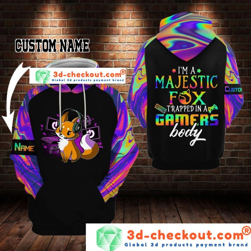 Foxy I’M A Majestic Fox Trapped In A Gamers Body 3D Custom Name Hoodie Foxy I’M A Majestic Fox Trapped In A Gamers Body 3D Custom Name Hoodie