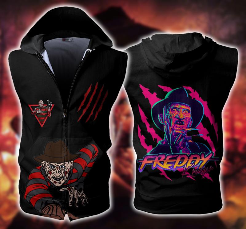 Freddy Krueger Sleeveless Vest Zip Hoodie Freddy Krueger Sleeveless Vest Zip Hoodie
