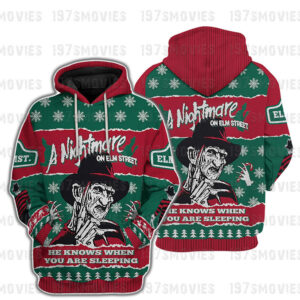 Freggy Krueger Horror A Nightmare He Knows When You Are Sleeping 3D Hoodie