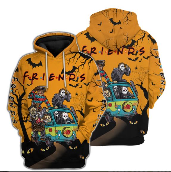 Friends Horror Halloween 3D Hoodie Custom Name Friends Horror Halloween 3D Hoodie Custom Name