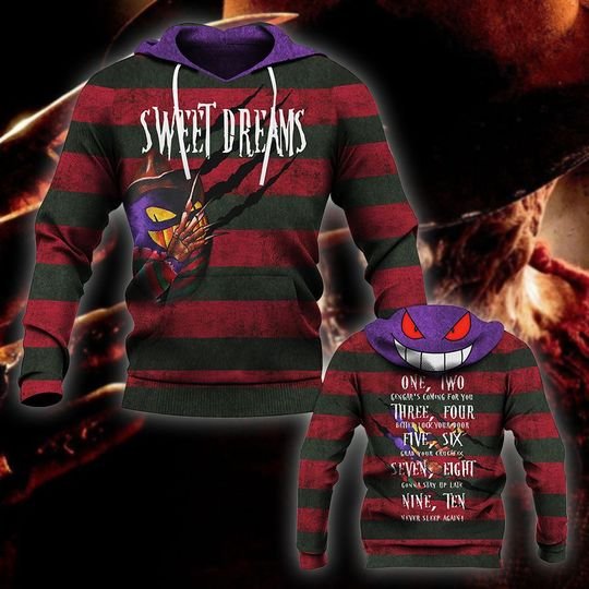 Gengar X Freddy Sweet Dreams All Over Print Hoodie Gengar X Freddy Sweet Dreams All Over Print Hoodie