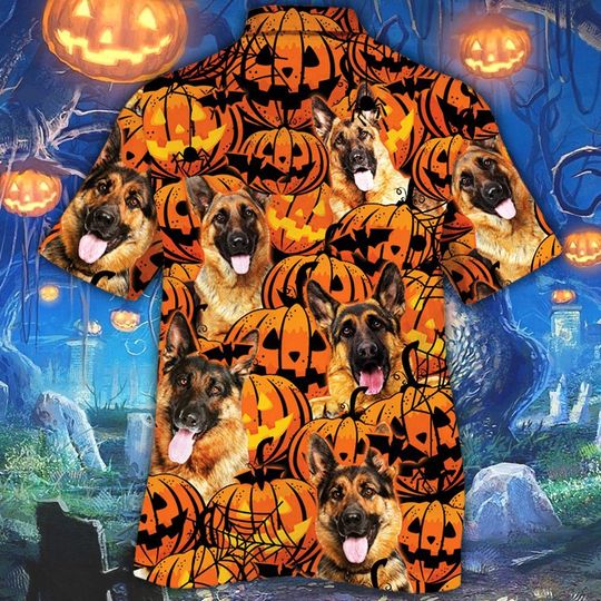 German Shepherd Dog Halloween Pumpkin Hawaiian Shirt German Shepherd Dog Halloween Pumpkin Hawaiian Shirt