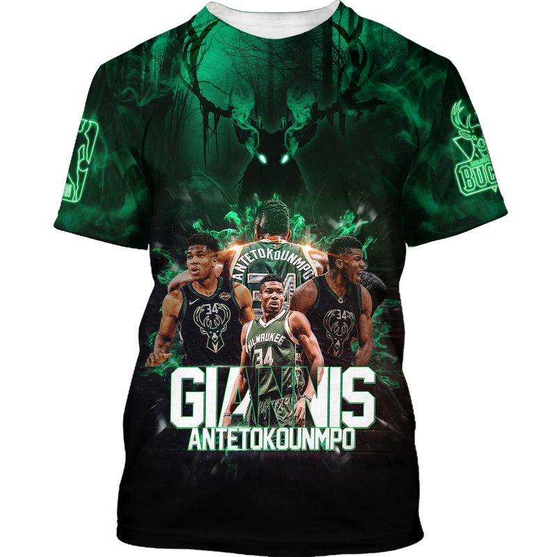 Giannis Antetokounmpo Milwaukee Bucks 3D Hoodie Giannis Antetokounmpo Milwaukee Bucks 3D Hoodie