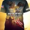 God Eagle American Flag Kneel For The Cross Stand For The Flag 3D Shirt
