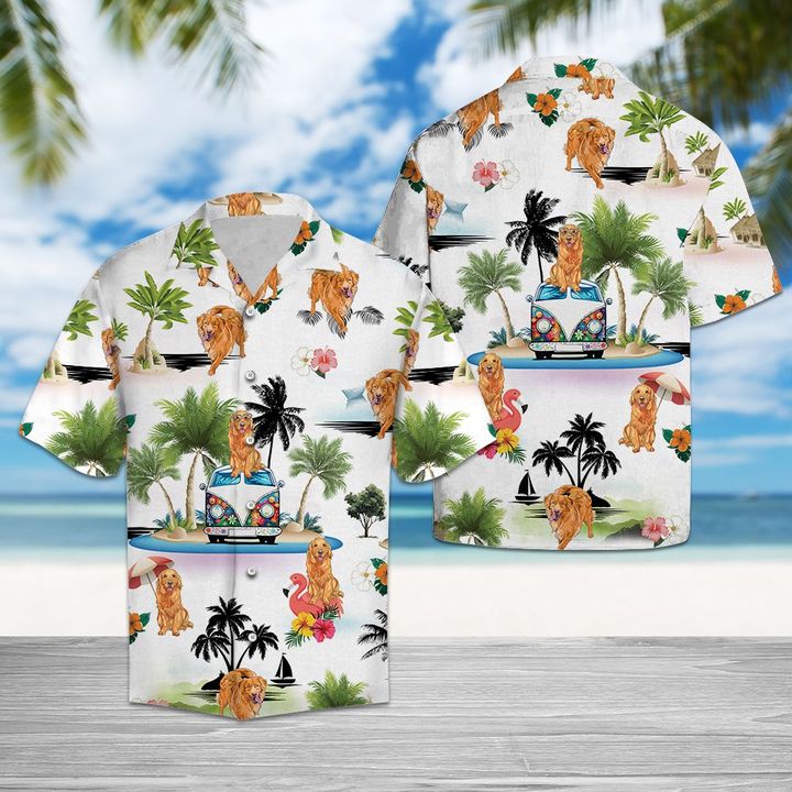 Golden Retriever Vacation Hawaiian Shirt Summer Button Up Golden Retriever Vacation Hawaiian Shirt Summer Button Up