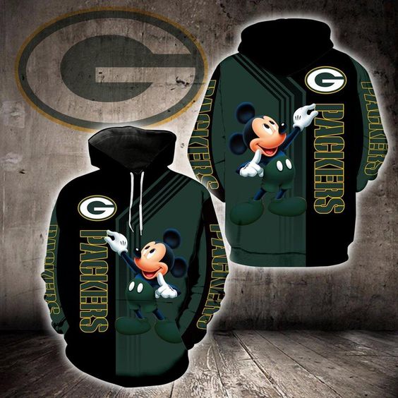 Green Bay Packers Mickey Mouse 3D Hoodie Green Bay Packers Mickey Mouse 3D Hoodie