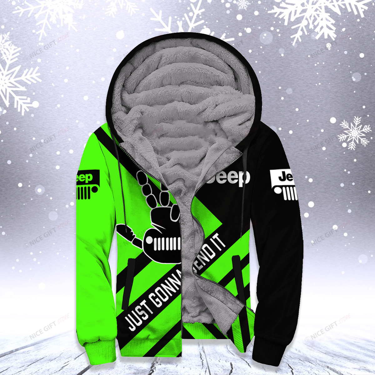 Green Jeep Just Gonna Send It Fleece Hoodie Green Jeep Just Gonna Send It Fleece Hoodie