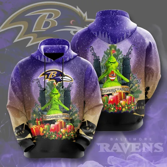 Grinch Baltimore Ravens All Over Print 3D Hoodie Grinch Baltimore Ravens All Over Print 3D Hoodie