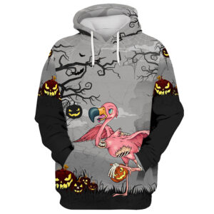 Halloween Flamingo Pumpkins 3D Hoodie
