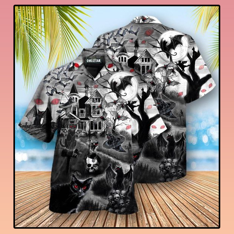 Halloween Flying Cats Hawaiian Shirt Halloween Flying Cats Hawaiian Shirt