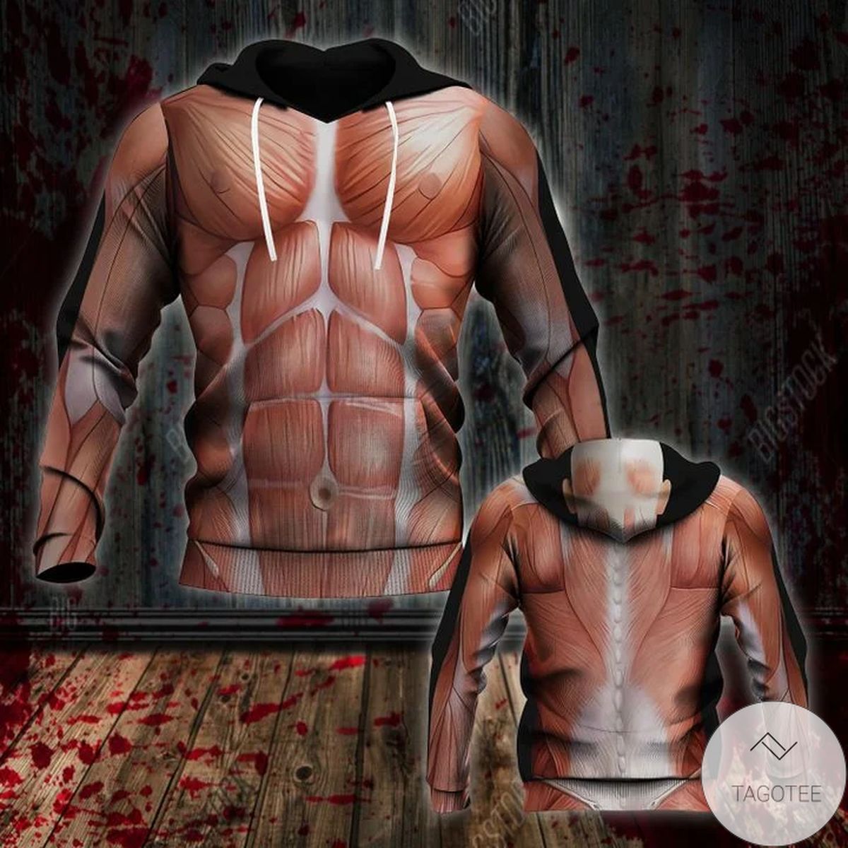 Halloween Human Muscle Costume 3D Hoodie Halloween Human Muscle Costume 3D Hoodie