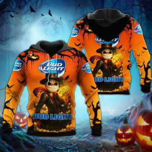 Halloween Jack Skellington Bud Light Logo 3D Hoodie