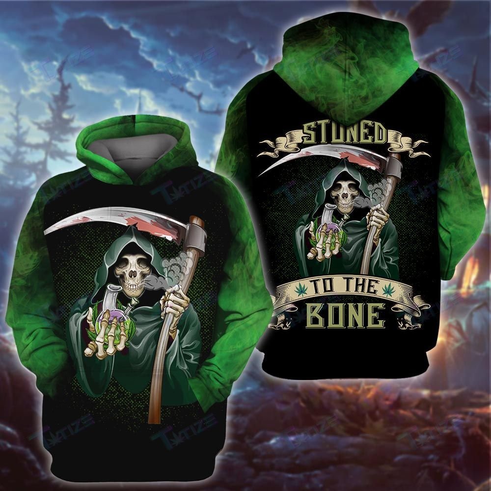 Halloween Weed Skull God Of Death Stuned To The Bone 3D Hoodie And Shirt Halloween Weed Skull God Of Death Stuned To The Bone 3D Hoodie And Shirt