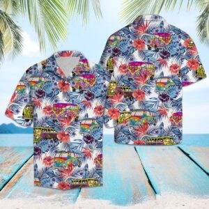 Hippie Bus Hawaiian Shirt Summer Button Up