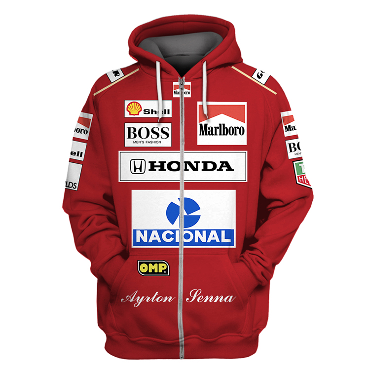 Honda Marlboro Nacional 3D Zip Hoodie Honda Marlboro Nacional 3D Zip Hoodie