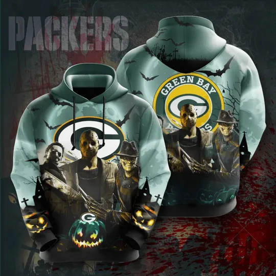 Horror Character Green Bay Packers All Over Print 3D Hoodie Horror Character Green Bay Packers All Over Print 3D Hoodie