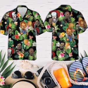 Horror Movie Characters Chucky Jason Michael Freddy Hawaiian Shirt