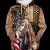 Horse American Flag 3D All Over Print Hoodie