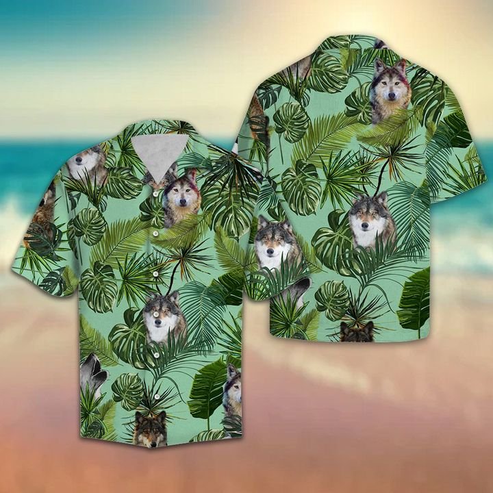 Huge Wolf Tropical Hawaiian Shirt Summer Button Up Huge Wolf Tropical Hawaiian Shirt Summer Button Up
