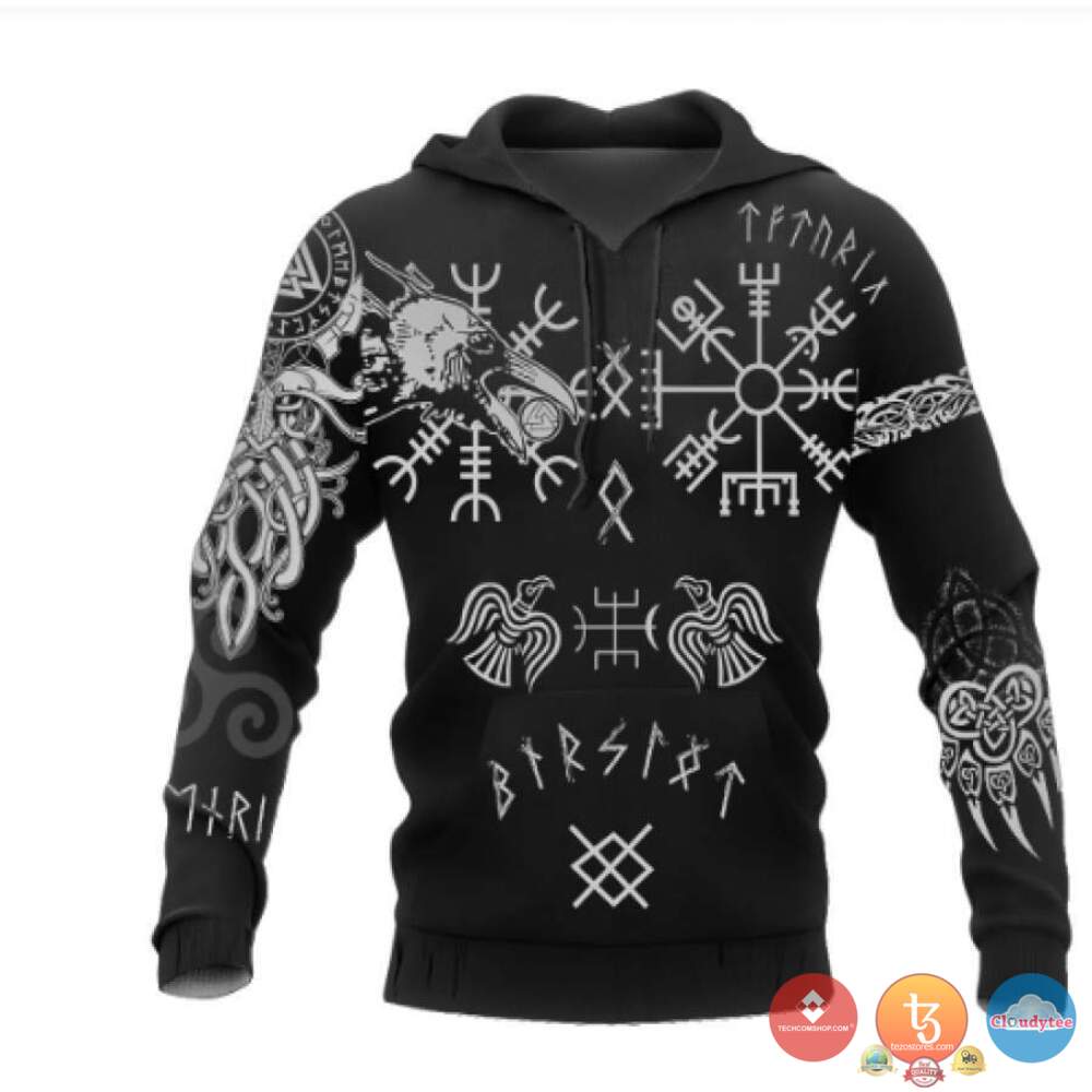 Huging And Muning Viking Black 3D Hoodie Huging And Muning Viking Black 3D Hoodie