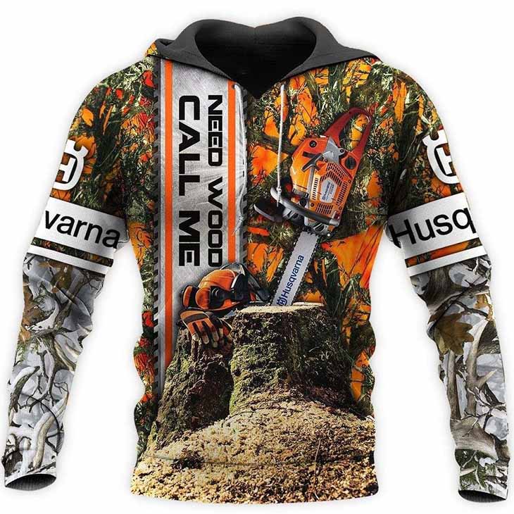 Husqvarna Chainsaw Logo Need Wood Call Me 3D Hoodie Husqvarna Chainsaw Logo Need Wood Call Me 3D Hoodie