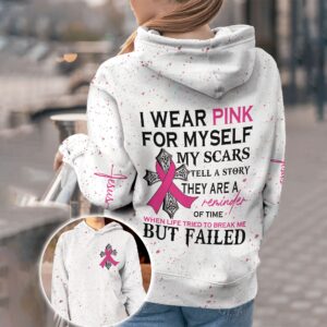 I Wear Pink For My Self My Scar Tell A Story Jesus Breast Cancer Awareness 3D Shirt